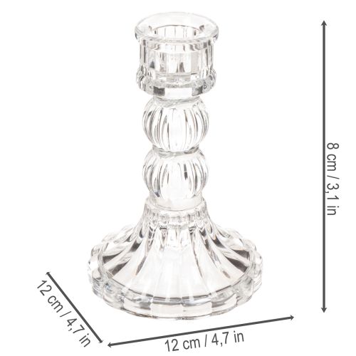 Átlátszó gyertyatartó, klasszikus dizájn, asztaldísz, 12 cm, 2 darab | Floristik24.hu