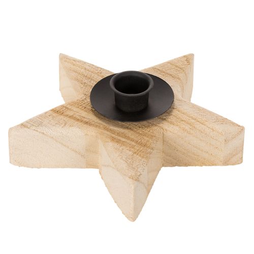 Rusztikus, csillag alakú fa gyertyatartó kúpos gyertyákhoz, 16 cm vétel | Floristik24.hu