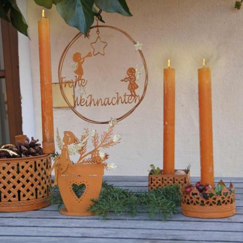 Floristik24 Fém gyertyatartó, gyertyatartó korona rozsda Ø8,5cm 4db