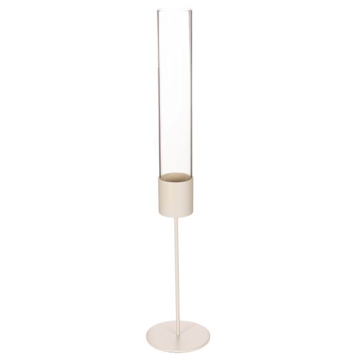 Üveghengeres gyertyatartó fém talpon 50 cm vétel | Floristik24.hu