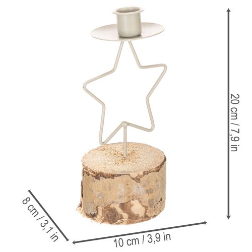 Csillag alakú gyertyatartó fa talppal egy 20 cm-es gyertyához | Floristik24.hu