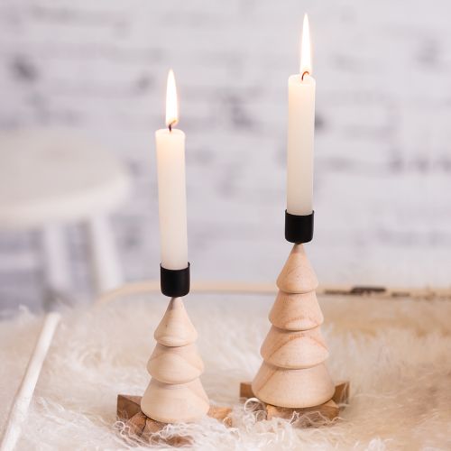 tételeket 4 db-os karácsonyfadísz gyertyatartó, natúr fa, magasság 13 cm