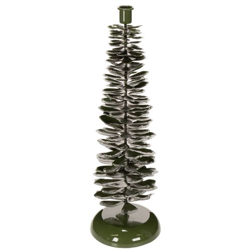 Karácsonyfa mintás gyertyatartó, zöld fém, 45 cm
