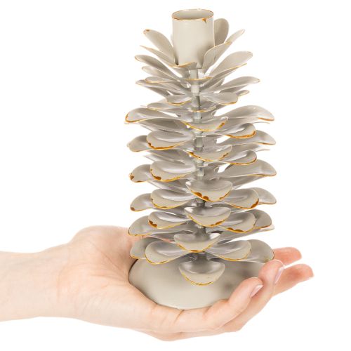 Fenyőtoboz mintás gyertyatartó kúpos gyertyákhoz, 17 cm | Floristik24.hu