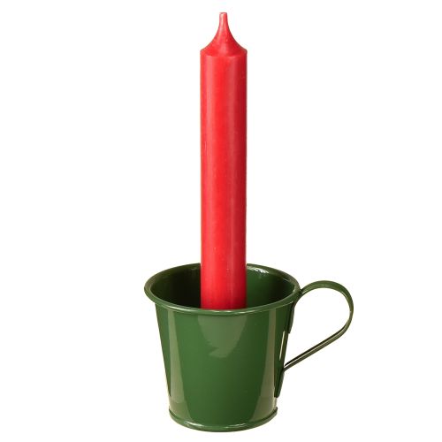 Floristik24 Kúpos gyertyatartó bögrés gyertyatartó sötétzöld M6cm 6db