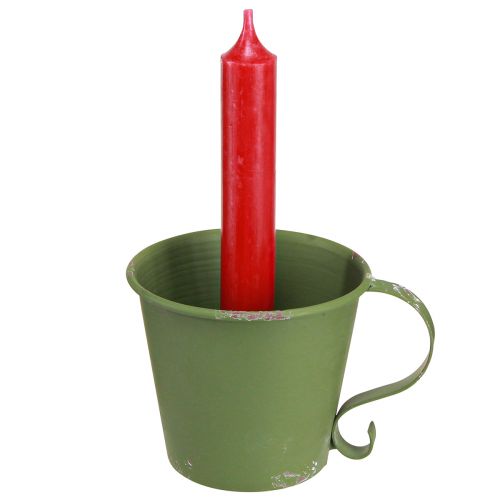 tételeket Pálcás gyertyatartó vintage pohár fém dekoráció zöld Ø9,5cm H8cm 3db