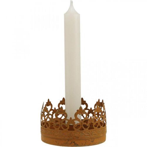 Floristik24 Fém gyertyatartó, gyertyatartó korona rozsda Ø8,5cm 4db