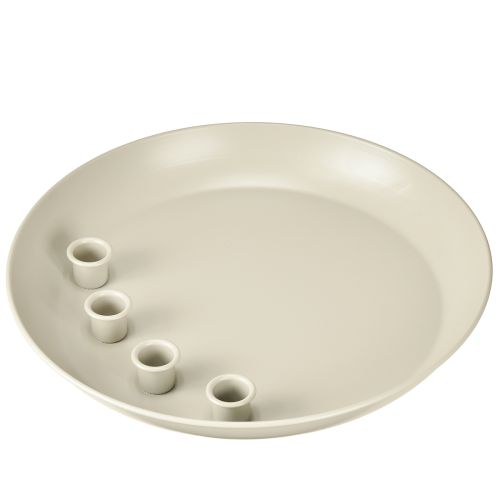 Floristik24 Szűkülő gyertyatartó 4 gyertyához, gyertyatál, szürke fém, Ø30cm