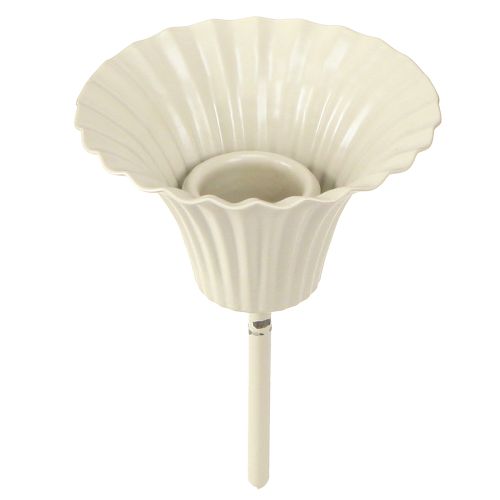 Floristik24 Szűkülő gyertyatartó szárral szürke fém Ø7.5cm M10.5cm 2db