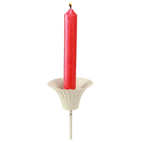 Floristik24 Szűkülő gyertyatartó szárral szürke fém Ø7.5cm M10.5cm 2db