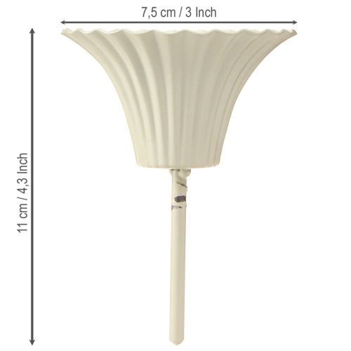 Floristik24 Szűkülő gyertyatartó szárral szürke fém Ø7.5cm M10.5cm 2db