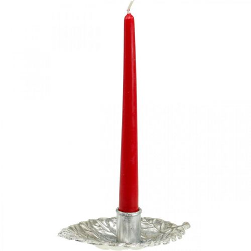 Floristik24 Gyertyatartó lemez levél ezüst 16,5x10,5x5cm