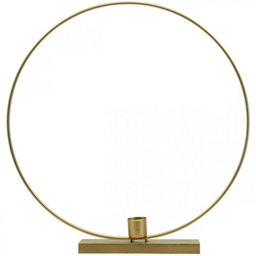 Floristik24 Dekoratív gyűrűs fém gyertyatartó Deco Loop Golden Ø30cm