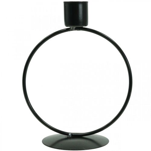 Floristik24 Gyertyatartó fekete fém gyűrűrúd gyertyatartó Ø10,5cm