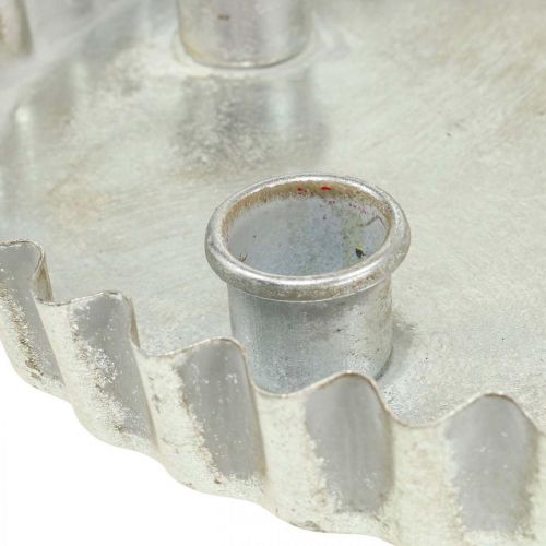 Floristik24 Rúd gyertyatartó lemez gyertyatartó ezüst 4 lángos Ø22cm