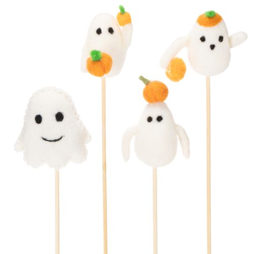 Szellemfigurák fapálcákon, Halloween dekoráció, 54 cm, 8 darab