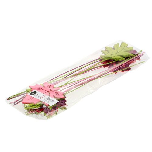 Floristik24 Dekoratív dugó levél rózsaszín, zöld, bordó 8cm 18 db