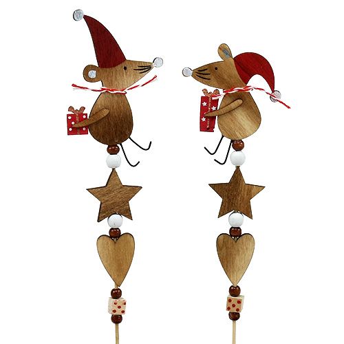 Floristik24 Dugó egérrel natúr, piros L30cm 8db