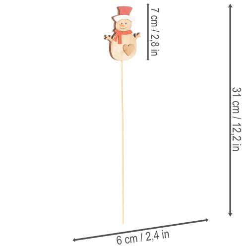 Fa hóember karók virágdíszítéshez, karácsonyra, 31 cm, 12 darab | Floristik24.hu