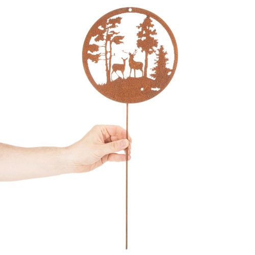 Kerti karó, rozsdaszínű, kerek, szarvas sziluett, erdei dekoráció, 53cm, 2 darab | Floristik24.hu