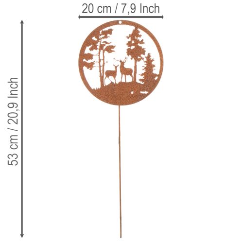 Kerti karó, rozsdaszínű, kerek, szarvas sziluett, erdei dekoráció, 53cm, 2 darab | Floristik24.hu