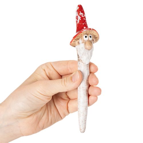 Ragasztós törpefigura, hosszú szakállal és gomba alakú kalappal, díszítéssel, 17cm, 2 darab | Floristik24.hu