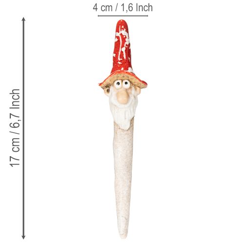 Ragasztós törpefigura, hosszú szakállal és gomba alakú kalappal, díszítéssel, 17cm, 2 darab | Floristik24.hu