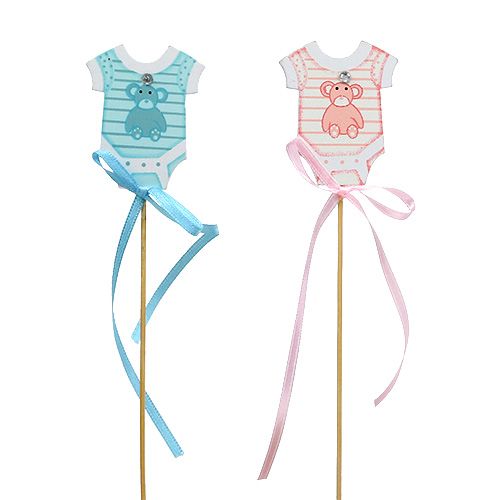 Floristik24 Születési dugó 5,5cm L25,5cm kék, rózsaszín 24 db