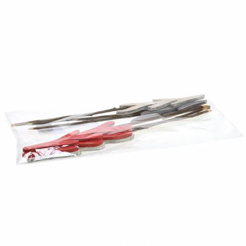 Floristik24 Díszdugók fenyő piros / szürke / fehér H42cm 6db