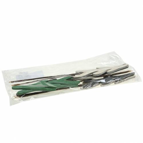 Floristik24 Díszdugók fenyő zöld / szürke / fehér H42cm 8db