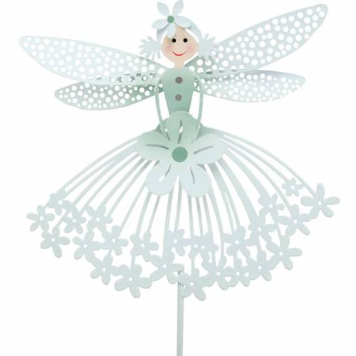 Díszdug virágtündér, fém dekoráció, manó pálcikán, virágdugó, tavaszi dekoráció