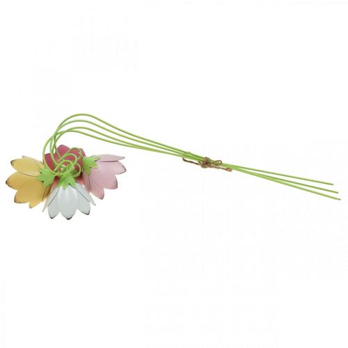 Floristik24 Kerti karók Fém dekoratív virágok Színes ágyás karók L34 4db