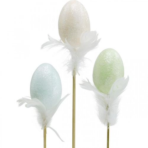 Floristik24 Mesterséges húsvéti tojások rúdon pasztell tojás Húsvéti dekoráció H6cm 6db