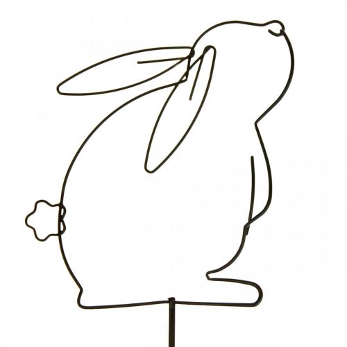 Floristik24 Kerti karók Fém Nyúl Fekete ágyás cövek 9,5-11cm 6db