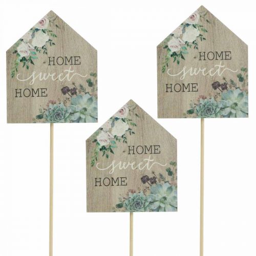 Floristik24 Virágdugók fa Home Sweet Otthoni dekoráció 6,5x7,5cm 18 db