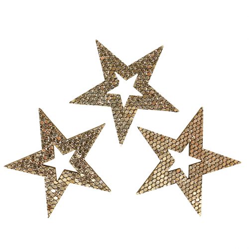 Floristik24 Fa csillag arany szórással díszítés 4cm 48db