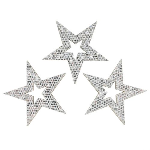 Dekoratív csillag ezüst szóráshoz 4cm 48db
