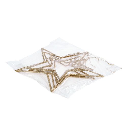 Floristik24 Csillaggarnitúra akasztható arany, csillám 17-32cm