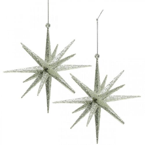 Karácsonyi dekorációs csillag akasztható pezsgő Ø15cm 4db