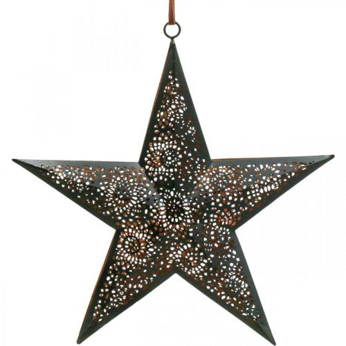 Floristik24 Karácsonyi fogas csillag fém csillag fekete H25,5cm