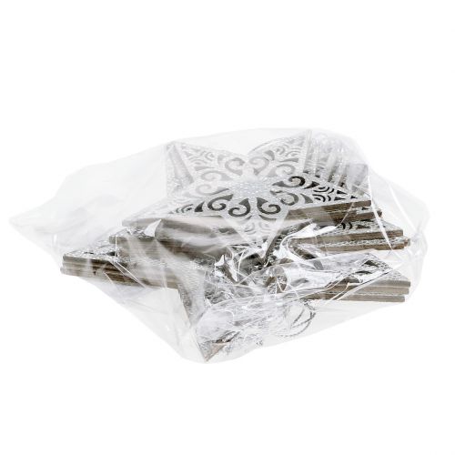 Floristik24 Csillag ezüst függeszthető 8cm - 12cm 9db