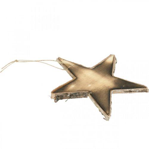 tételeket Fából készült csillag a természet lángos karácsonyfadíszeinek felakasztására H15cm