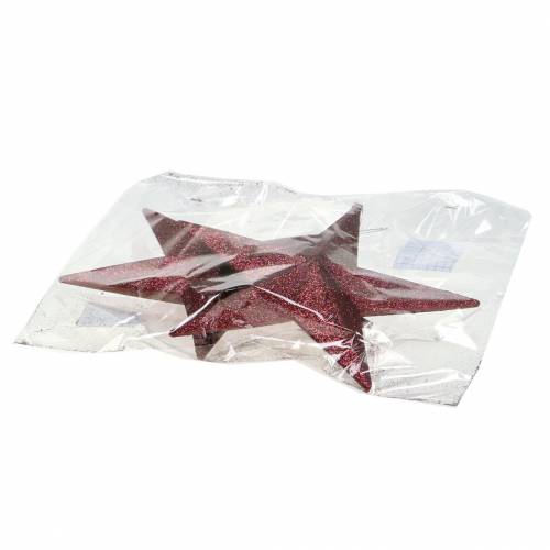 tételeket Dekor akasztó csillogó csillag bordó 21cm 2db