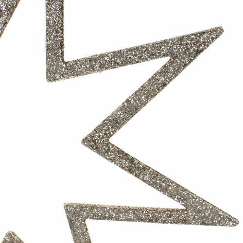 Floristik24 Karácsonyi dekoráció csillag Karácsonyfa díszek pezsgő glitter 22cm 12db