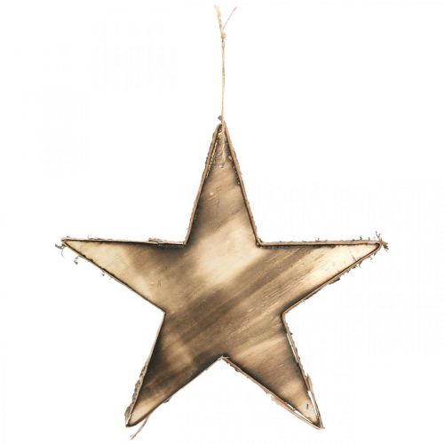 Floristik24 Karácsonyfadíszek fa csillag natúr, lángos H25cm