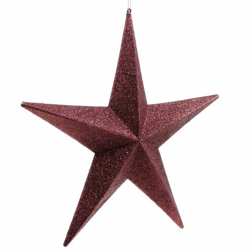 Floristik24 Csillogó csillag akasztani Burgundy Ø30cm