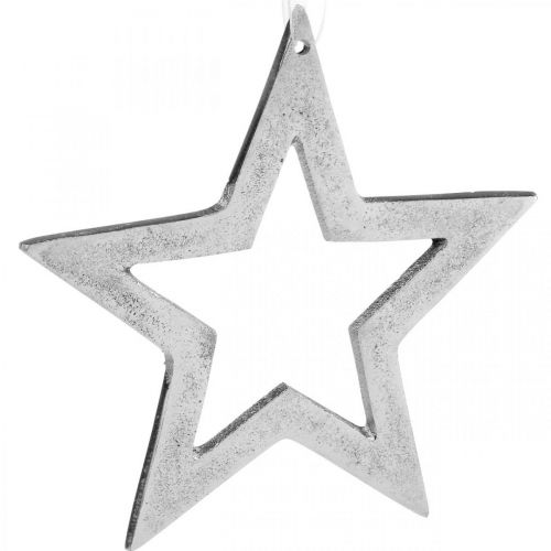 tételeket Csillag akasztható ezüst alumínium karácsonyi dekorációhoz 15,5 × 15 cm