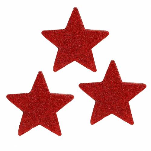 Floristik24 Csillagszóró dekoráció csillámmal 6,5cm piros 36db