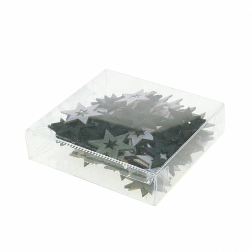 Floristik24 Szórványdísz csillag fekete, ezüst, sötétszürke válogatott 4cm 72 db