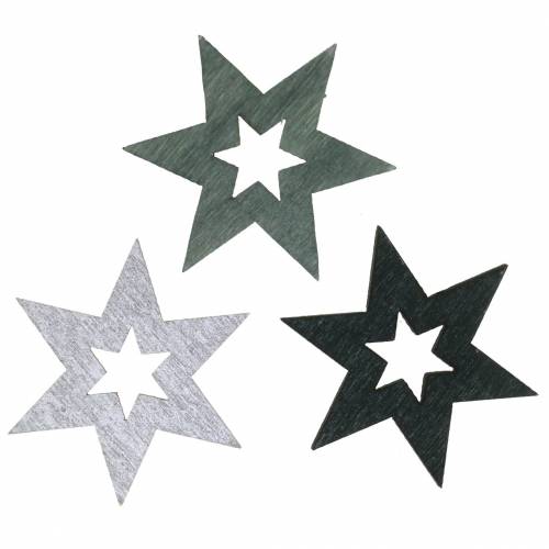 Floristik24 Szórt díszítésű csillag fekete, ezüst, sötétszürke válogatott 4cm 72db